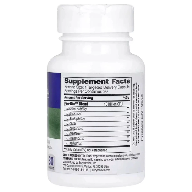 Пробіотики Enzymedica 10 млрд КУО, Pro-Bio, 30 капсул (ENZ-25110) - зображення 2