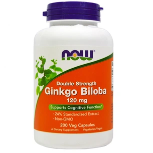 Травы Now Foods Гинкго Билоба, Ginkgo Biloba, Double Strength, 120 мг, 200 (NOW-04681) изображение 1