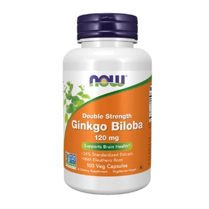 Травы Now Foods Гинкго Билоба, 120 мг, Ginkgo Biloba, Double Strength, 100 вегетариански (NF4683) изображение 1