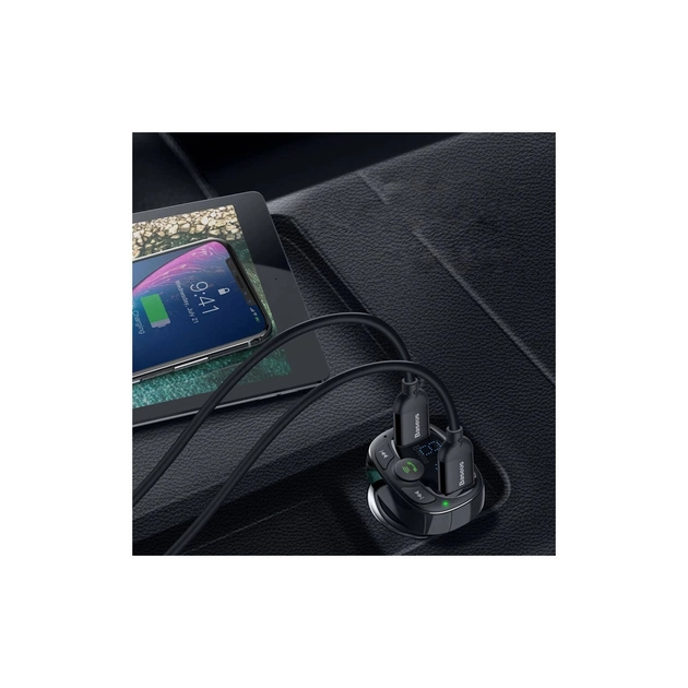 FM модулятор Baseus T Shaped S-09A 2 х USB Type-A, microSD Black (CCMT000001) - зображення 9