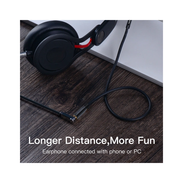 Кабель мультимедійний 3.5mm M to 3.5mm F 1.0m black Vention (BHBBF) - зображення 7