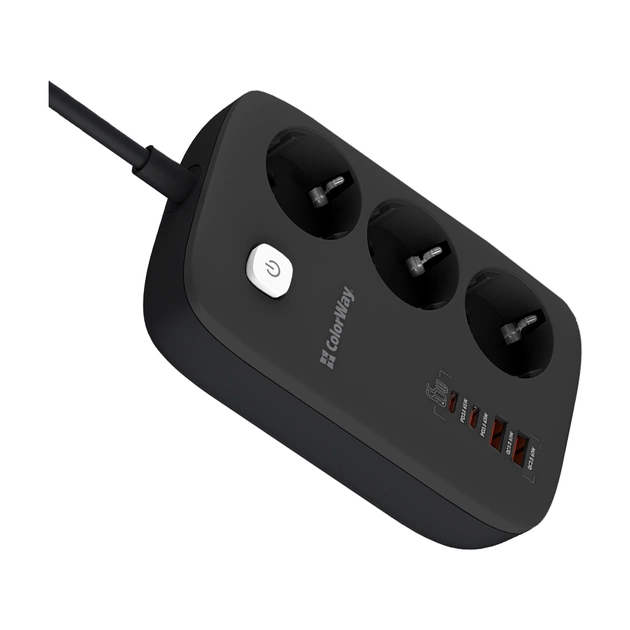 Мережевий фільтр живлення ColorWay CW-CHE34PDB 3 роз/4USB GaN3 Pro (CW-CHE34PDB) - зображення 6