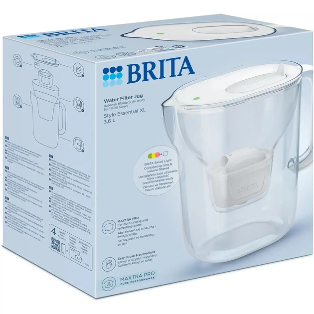 Фільтр-глечик Brita Style Essential XL MXPro 3.6л з картриджем білий (1058045) - зображення 14