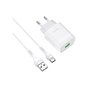 Зарядний пристрій HOCO C72Q Glorious USB QC3.0 + cable USB to USB-C 18W White (6931474732552) - зменшене зображення 1