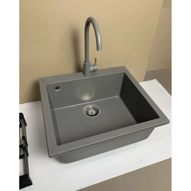 Мойка кухонная Adamant Univer сірий + змішувач + дозатор + ополіскувач склянок + коландер (4824296106604) - изображение 3