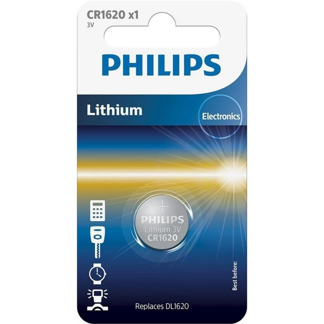 Батарейка Philips CR1620 PHILIPS Lithium (CR1620/00B) - зображення 1