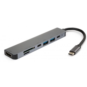 Концентратор Vinga Type-C to 4K HDMI+2*USB3.0+SD+TF+PD+USB-C 3.1 Gen1 aluminium (VCPHTC7AL) зображення 1