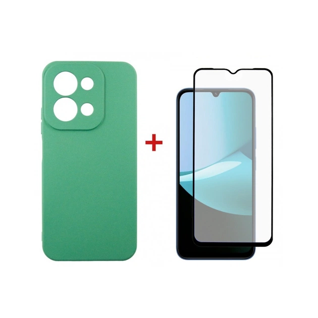 Чохол до мобільного телефона Dengos Soft Kit for Xiaomi Redmi 15C case + glass Mint (DG-KM-167) - зображення 1