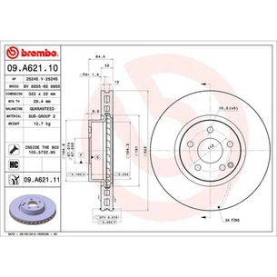 Гальмівний диск Brembo 09.A621.11 зображення 1