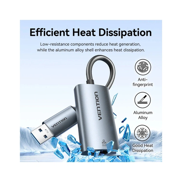 Перехідник USB-C + USB A to RJ45 Ethernet 1000Mbps 0.15m aluminum gray Vention (CFQHB) - picture 6