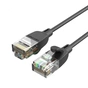 Патч-корд 1м, UTP cat 6A RJ-45 slim black Vention (IBIBF) - зменшене зображення 1