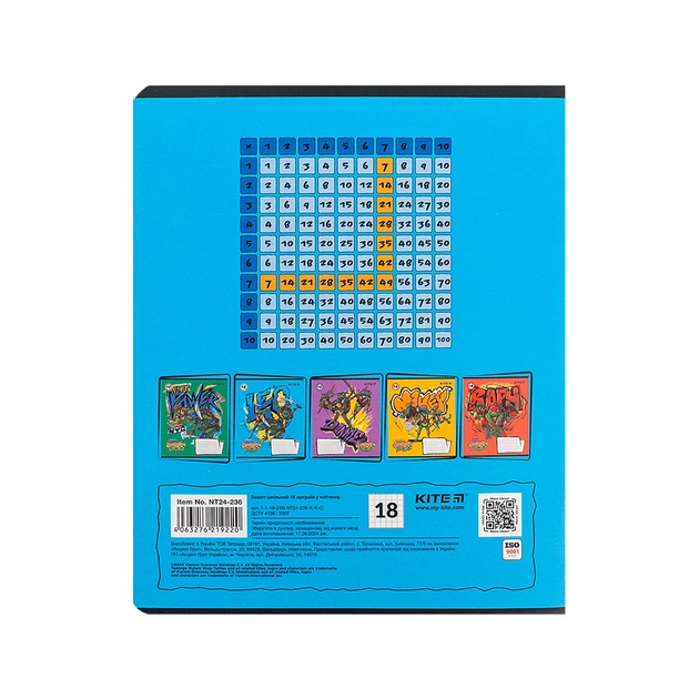 Зошит Kite Ninja Turtles, 18 аркушів, клітинка (NT24-236) - picture 7