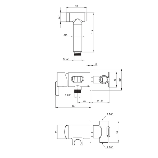 Змішувач Deante Silia з гігєнічним душем (BQS_F34M) - picture 4