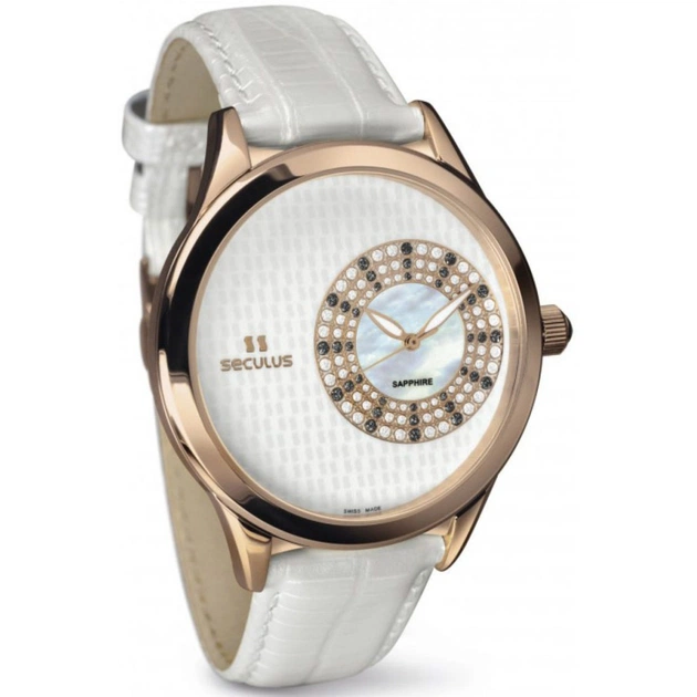 Наручний годинник Seculus 1672.2.1063 wht mop, pvd-r crown onyx, wht strap - зображення 1