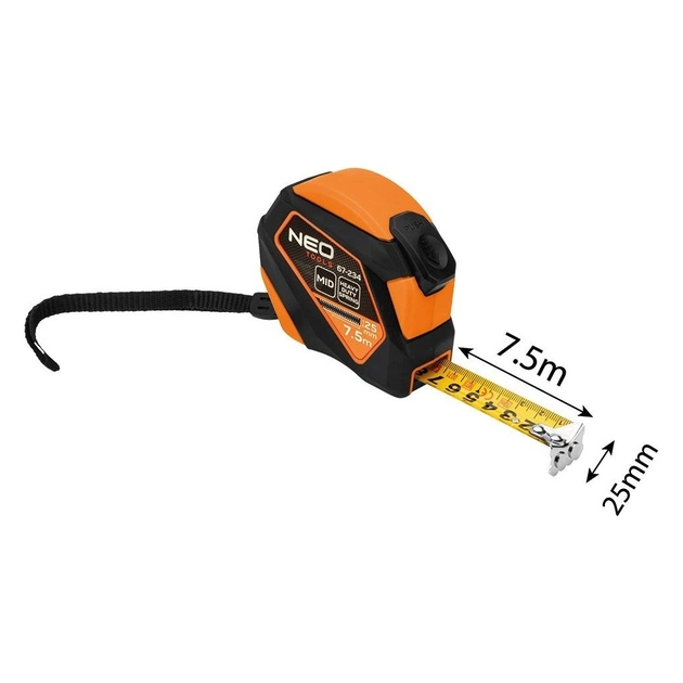 Рулетка Neo Tools 7.5мx25мм, з фіксатором змотування, магніт (67-234) - picture 4