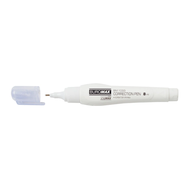 Коректор Buromax ручка 8 мл Jobmax, спиртова основа, металевий наконечник (BM.1033) - изображение 1
