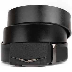 Ремінь Vintage Чоловічий з матовою зернистою вставкою на пряжці Чорний (20333) зображення 1