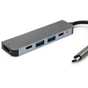 Концентратор Vinga Type-C to 4K HDMI+2*USB3.0+PD+USB-C 3.1 Gen1 aluminum (VCPHTC5AL) - зменшене зображення 3