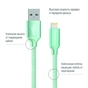 Дата кабель USB 2.0 AM to Lightning 1.0m mint ColorWay (CW-CBUL004-MT) - зменшене зображення 2