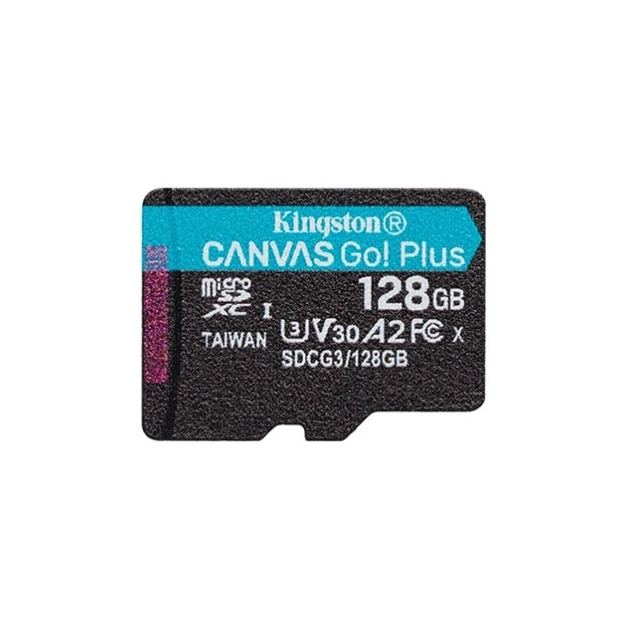 Карта пам'яті Kingston 128GB microSD class 10 UHS-I U3 A2 Canvas Go Plus (SDCG3/128GBSP) - зображення 1