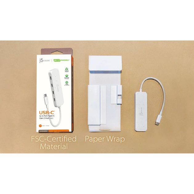 Концентратор J5create USB-C to 4xUSB-C 3.2 10Gbps white (JCH345EW-N) - picture 5