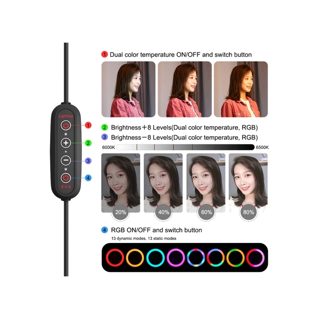 Набір блогера Puluz Ring USB LED lamp PKT3082B 10" + table stand (PKT3082B) - picture 3