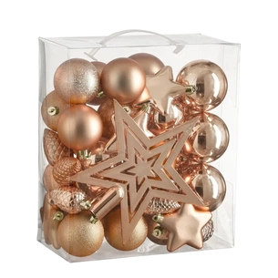 Ялинкова іграшка House Of Seasons Кульки і прикраси Пластик 40 шт D8 см D7 см D6 см Персик (8720967923694) зображення 1
