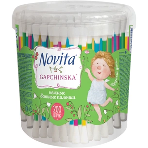 Ватні палички Novita Gapchinska в круглій банці 200 шт. (4820096970973) зображення 1