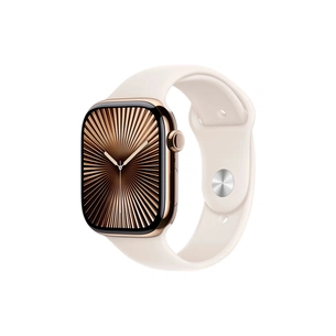 Смарт-годинник Apple Watch Series 10 GPS + Cellular 46mm Gold Titanium Case with Starlight Sport Band - M/L (MWYY3QH/A) зображення 1