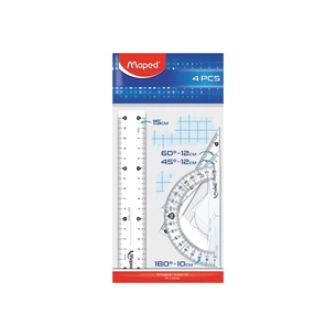 Лінійка Maped набір ESSENTIALS Mini, 15см, 4 предмети, прозора (MP.242815) зображення 1