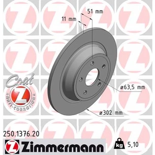 Гальмівний диск ZIMMERMANN 250.1376.20 зображення 1