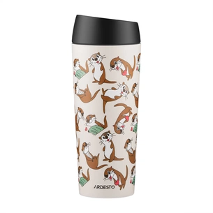 Термокружка Ardesto Coffee Time Animals Otter 450мл, нержавіюча сталь, бежевий (AR2645OT) изображение 1