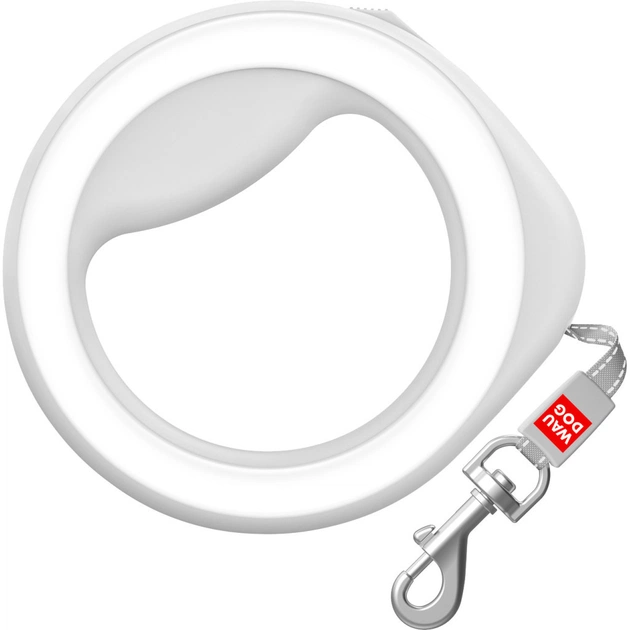 Повідець для собак WAUDOG R-leash світловідбиваюча стрічка XS-M до 40 кг 2.9 м білий (812715) - picture 1
