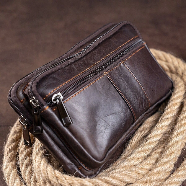 Сумка Vintage На пояс Коричнева (14727) - изображение 5