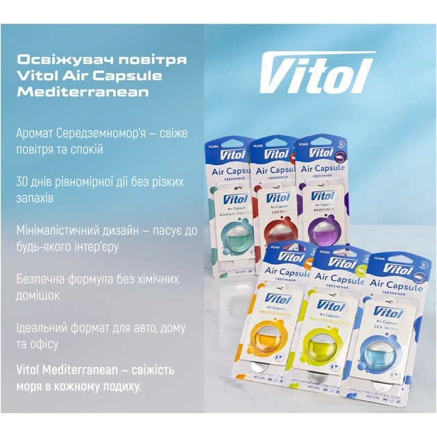 Ароматизатор для автомобіля VITOL Air Capsule Mediterranean 3мл (VCA02) - picture 5