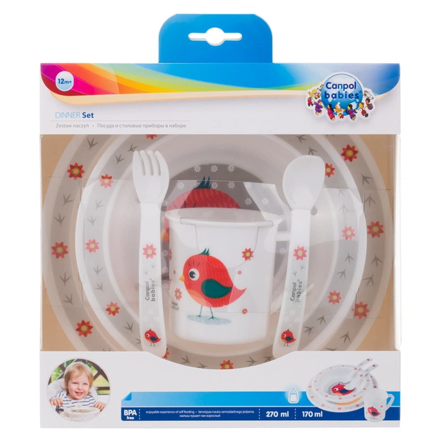 Набір дитячого посуду Canpol babies Cute Animals Пташка Червоний 5 предметів (4/401_red) - picture 8