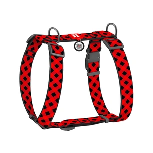 Шлея для собак WAUDOG Nylon анатомічна H-подібна з QR-паспортом "Шотландка червона" пластиковий фастекс XL (323-0100) зображення 1