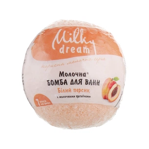 Бомбочка для ванни Milky Dream Молочна Білий персик з молочними протеїнами 100 г (4820205300790) изображение 1