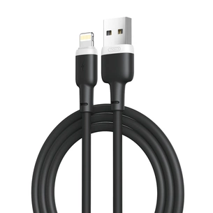Дата кабель USB 2.0 AM to Lightning 1.0m 2.1A silicone black XO (NB208-L-1-BK) зображення 1