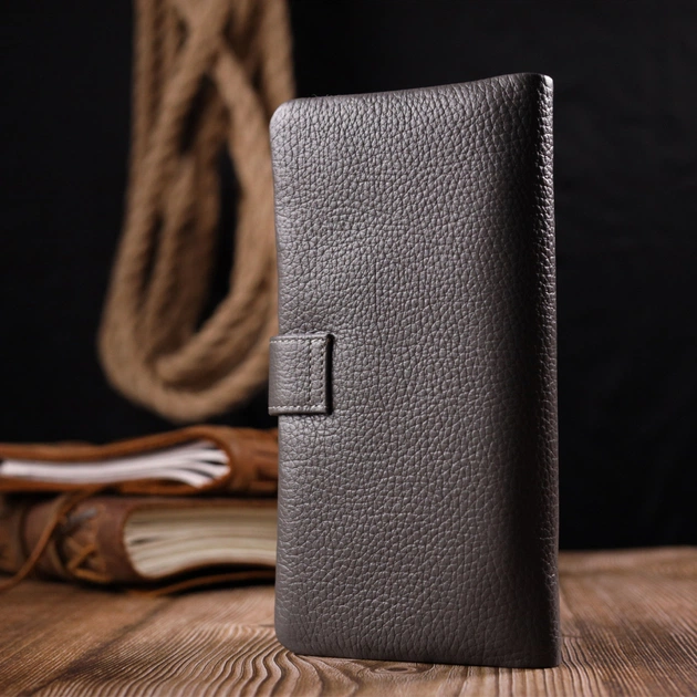 Портмоне Karya Из натуральной кожи Серое (20999) - изображение 10