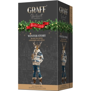 Чай Graff Winter Story Чорний байховий з корицею та яблуком 20 саше по 1.8 г (4820279611426) зображення 1