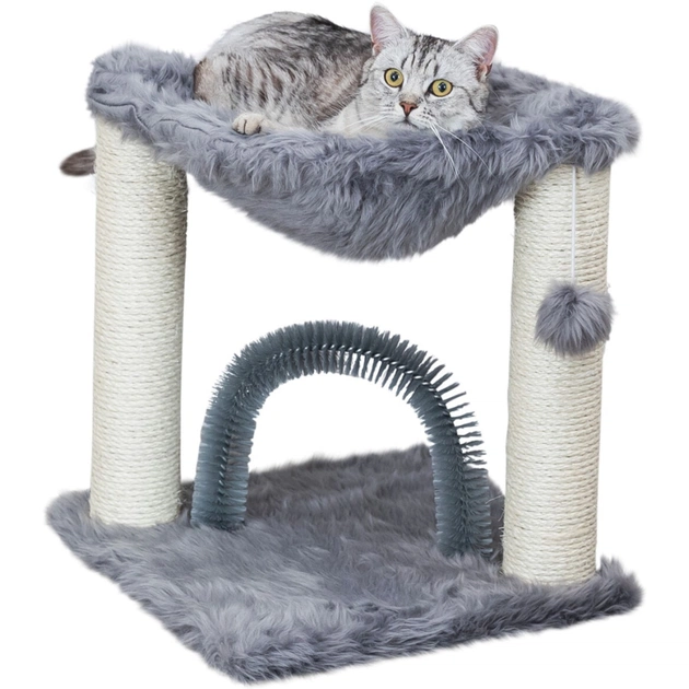 Дряпка (кігтеточка) для котів Trixie Baza зі щіткою 41х41х50 см сіра (4011905445489) - picture 3