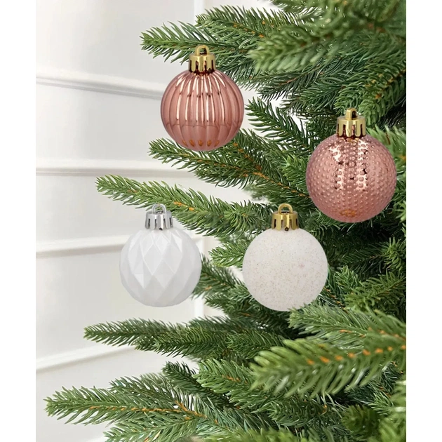 Ялинкова іграшка Chomik пластикові кульки 16 шт, 4 см, рожеві і біли (5900779877351_1) - picture 7