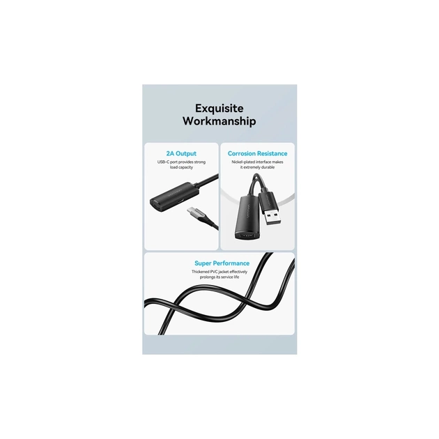 Дата кабель USB 2.0 AM/AF 10.0m Active black Vention (CBKBL) - picture 7