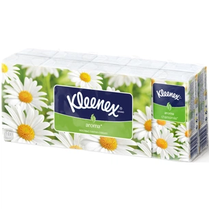Серветки косметичні Kleenex Aroma з ароматом ромашки двошарові 10 пачок по 10 шт. (5901478905277) зображення 1