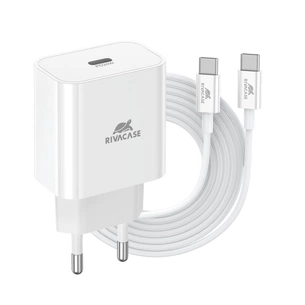 Зарядний пристрій RivaCase 1xUSB Type-C PD 20 Вт кабель Type-C white (PS4101 WD4 (White)) изображение 1