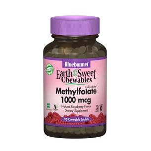 Вітамін Bluebonnet Nutrition Метілфолат (B9) 1000мкг, Смак Малини, Earth Sweet Chewables, (BLB0455) зображення 1