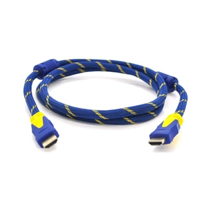 Кабель мультимедійний HDMI M to HDMI M 5.0m V1.4 blue yellow Merlion (YT-HDMI(M)/(M)NY/BL-5.0m) зображення 1