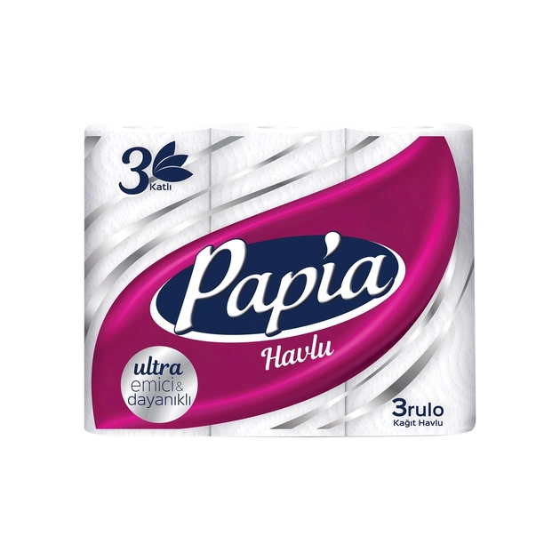 Паперові рушники Papia 3 шари 3 рулони (8690536011056) - зображення 1