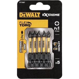 Набор бит DeWALT IMPACT TORSION, ударные, Pozidriv, Pz1, L=57 мм, 5 шт (DT7390T) изображение 1